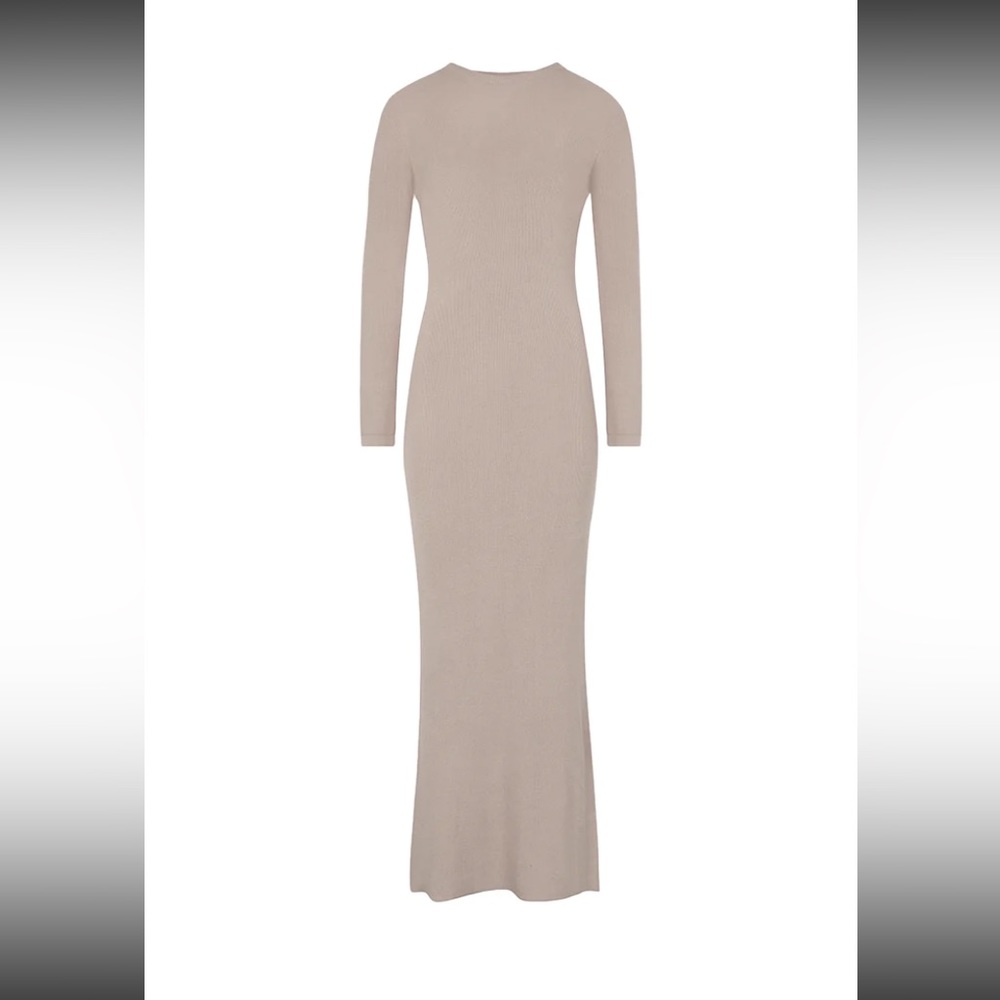Fine Knit Backless Maxi Dress-Stone